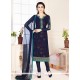 Embroidered Work Navy Blue Churidar Designer Suit