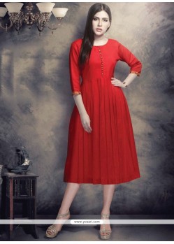 Cotton Plain Work Party Wear Kurti