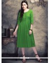 Plain Work Green Party Wear Kurti