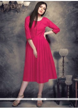 Plain Work Cotton Party Wear Kurti