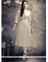 Plain Work Cotton Off White Party Wear Kurti