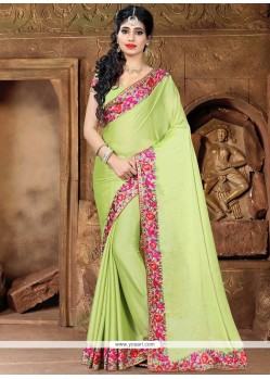 Embroidered Work Sea Green Faux Georgette Classic Designer Saree