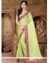 Embroidered Work Sea Green Faux Georgette Classic Designer Saree