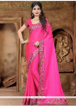 Faux Georgette Hot Pink Classic Saree