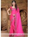 Faux Georgette Hot Pink Classic Saree