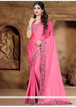 Faux Georgette Hot Pink Classic Designer Saree