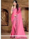 Faux Georgette Hot Pink Classic Designer Saree