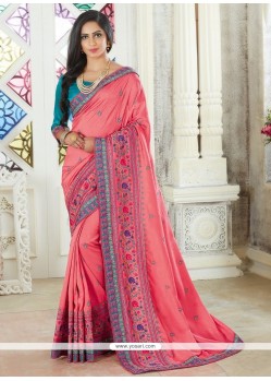 Embroidered Work Art Silk Traditional Designer Saree