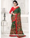 Green Embroidered Work Faux Georgette Classic Designer Saree