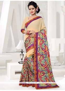 Faux Georgette Beige Saree