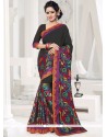 Black Lace Work Faux Georgette Classic Saree