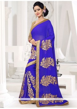 Lace Work Faux Georgette Classic Designer Saree