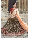 Resham Work Faux Georgette Half N Half Designer Saree