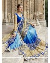 Resham Work Blue Classic Designer Saree