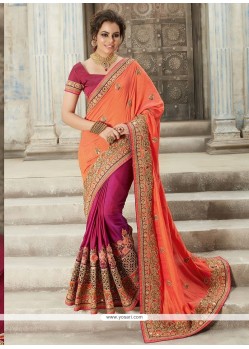 Magenta And Orange Half N Half Trendy Saree