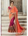 Magenta And Orange Half N Half Trendy Saree