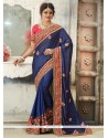 Art Silk Navy Blue Classic Designer Saree