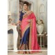 Navy Blue And Pink Half N Half Saree