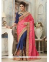 Navy Blue And Pink Half N Half Saree