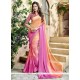 Satin Peach And Pink Lace Work Shaded Saree