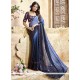 Faux Georgette Lace Work Shaded Saree