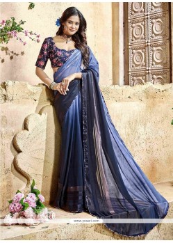 Faux Georgette Lace Work Shaded Saree