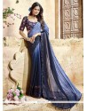 Faux Georgette Lace Work Shaded Saree