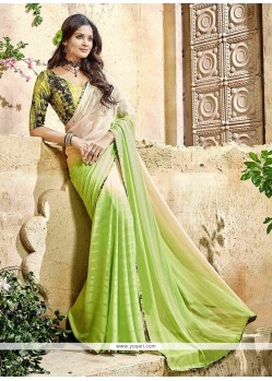 Green Lace Work Shaded Saree