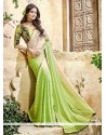 Green Lace Work Shaded Saree