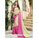 Faux Georgette Cream And Pink Shaded Saree