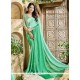 Sea Green Lace Work Faux Georgette Shaded Saree