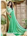 Sea Green Lace Work Faux Georgette Shaded Saree