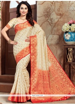 Art Silk Cream Traditional Designer Saree