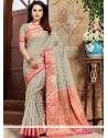 Grey Weaving Work Designer Traditional Saree