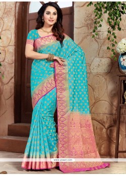 Blue Weaving Work Art Silk Designer Traditional Saree