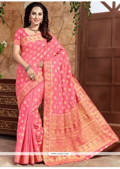 Pink Art Silk Designer Traditional Saree