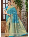 Banarasi Silk Blue Weaving Work Designer Traditional Saree