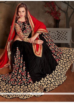 Black And Red Resham Work Lehenga Choli