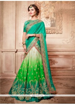 Satin Resham Work Lehenga Choli