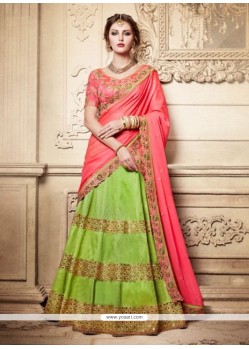 Green And Pink Art Silk Lehenga Choli