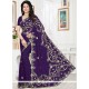 Resham Work Navy Blue Designer Saree