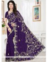 Resham Work Navy Blue Designer Saree