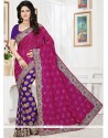 Hot Pink And Purple Faux Chiffon Designer Half N Half Saree