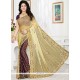 Net Brown Patch Border Work Classic Designer Saree