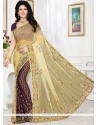 Net Brown Patch Border Work Classic Designer Saree