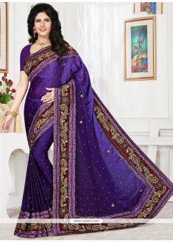 Patch Border Work Blue Classic Designer Saree