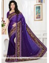 Patch Border Work Blue Classic Designer Saree