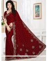 Faux Chiffon Maroon Designer Saree