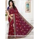 Brasso Red Embroidered Work Classic Saree