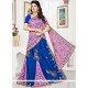 Blue And Pink Lehenga Saree